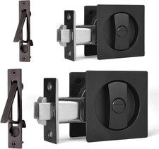 2 Pack Pocket Door Privacy Lock, Flush Handles, 2-3/8