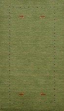 Artisan-crafted Green Gabbeh Accent Rug Wool Handmade Carpet 2x5 ft picture