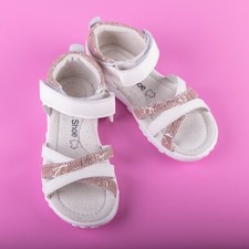 Girls Kids Leather White And Pink Sandals US 11.5 Size picture