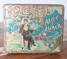 Antique 1910s Muratti After Lunch Cigarettes Tin Box Manchester London Graphic picture
