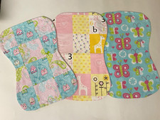 Handmade 3 pack baby burp cloths made of cotton flannel picture
