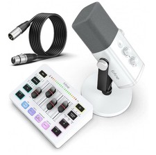 FIFINE Gaming Microphone Bundle XLR USBMic Mixer Set Podcast Streaming Kit White picture