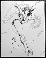Signed Original Ed Coutts Wonder Woman Inked Pinup 11X14 picture