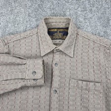 Comfort Outfitter Shirt Mens Small Beige Textured Knit Stripe Cotton Button Up picture