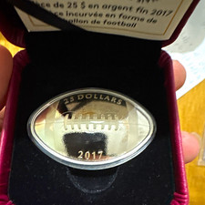 Canada 2017 $25 Silver Commemorative Football Shaped Curved Coin picture