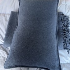 Restoration Hardware 100% Cashmere Navy Blue Blanket And Pillow picture