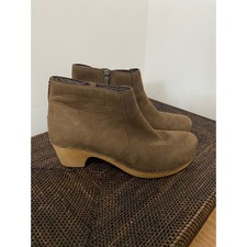 Dansko Maria Ankle Boots Women 42 Brown Nubuck Leather Boho Clog Booties picture