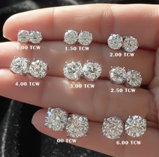IGI Certified 0.50 Ct-6.00 Ct Lab Grown Diamond Solitaire Stud Earrings 14K Gold picture