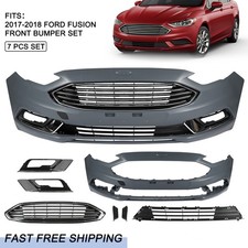 Grille Set 7pcs Fits 2017 2018 Ford Fusion Front Bumper Cover Complete Assembly picture