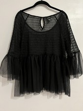 Torrid Top Size M/L  Black Sheer Mesh Women’s Net Torrid Size 0 picture