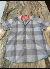 Tommy Bahama Jeans Men’s Plaid Woven Short Sleeve Point Collar Shirt Pockets picture