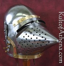 Antique Pig Face Bascinet Armor Helmet Antique Medieval Functional Helmet Gift picture