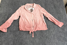 J Jill Top Womens Pink Ombre Button Tie Waist Long Sleeve Casual Size S NWT picture