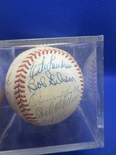 Autograph ball Hall of Famers.  Bob Gibson, Lou Brock, Kilabrew, Perry and more picture