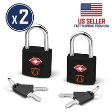 2 Pack TSA Approved Padlock w/ Key Set for Secure Protected Luggage picture