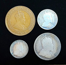 Canada Edward VII Mixed Coin Lot 1C 5C 10C 25C 1903-1909 Silver/Bronze picture