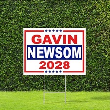 Gavin Newsom 2028 President Election Yard Sign with Metal H Stake picture