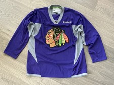 Reebok Chicago Blackhawks Jersey XL Purple Gray NHL Hockey Practice Blank NWOT picture