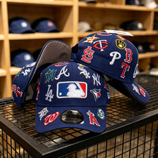 MLB Men's All Over Team Blue Baseball Cap Curved Bill Hat adjustable picture