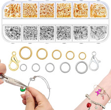 5 Sizes(1200pcs) Open Jump Rings for Jewelry Making, Gold & Silver Non-Tarnish O picture