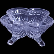 1881 EAPG King, Son & Co. Glass Footed Berry Bowl Banded Star picture