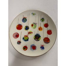 ANTHROPOLOGIE JOYOUS CHRISTMAS HOLIDAY CANAPE STONEWARE PLATE ORNAMENTS (1) picture