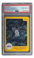 Magic Johnson Signed LA Lakers 1986 Star #7 Trading Card PSA/DNA Gem MT 10 picture