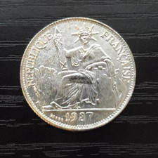 1937 FRENCH INDOCHINA 20 CENTIMES SILVER COIN - as shown picture