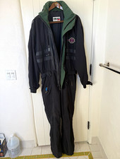 Vintage 80s 90s HEAD Men's L Black/Green Snowsuit Ski Suit One-Piece Waterproof picture