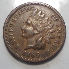 1865 Plain 5 Extremely Fine+ XF+  brown Indian cent 1C penny COMBINE SHIPPING picture