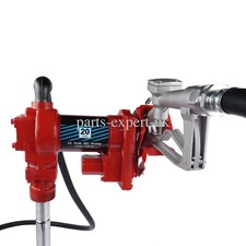 12V 20GMP Fuel Transfer Pump+Nozzle Kit Transfer of Gasoline Diesel Kerosene Red picture
