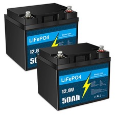 2 Pack 50Ah LifePO4 Battery 12V Lithium Solar Batteries for Deep Cycle Motor RV picture