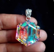 51 CT+ Flawless Rainbow Fire Mystic Topaz 925 Sterling Silver Plated Jewelry picture