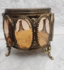 Vintage Mid-Century Hollywood Regency Ormolu & Beveled Glass Trinket Box / Jewel picture