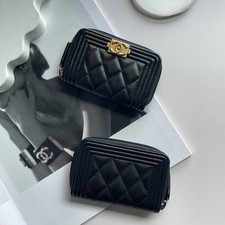 BNIB Chanel Cardholder Compact Wallet Caviar Black Gold hardware NEW Complete picture