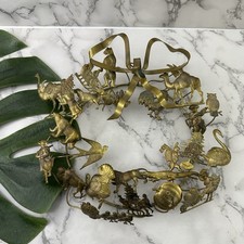 Vintage Dresden Style Petite Choses Brass Metal All Holiday Season Wreath 10 in picture