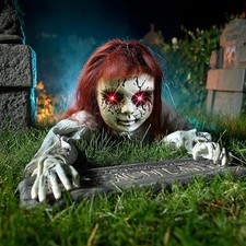 40in Halloween Crawling Zombie Doll Groundbreaker Animatronic Sound Light Eyes picture