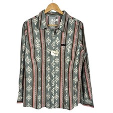 Wrangler Retro Green Shirt Pearl Snap Women's Southwestern Cowgirl Rodeo NWT L picture
