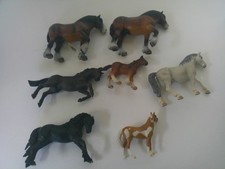 5 Schleich Horses, 1 New, 1 Safari Black Horse and 1 Breyer Plastic Horse 5-6 In picture