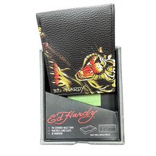ED HARDY TIGER  BIFOLD WALLET WITH ORIGINAL GIFT BOX RARE MODEL picture