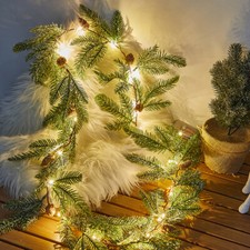 Pre Lit Christmas Garland with Lights Pine Cones Garland Wreath Christmas Decor picture