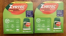 (2) ZYRTEC 24 hr 10 mg Allergy Antihistamine Tabs 90 ct (180 total) Exp 2028/09 picture