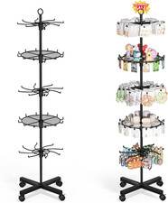 5-Tier Rotating Display Stand with round Storage Trays, Black picture