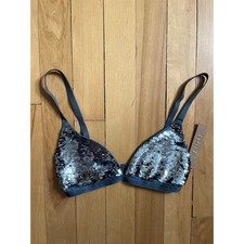 NWT SKIMS Silver Sequin Triangle Bralette Size XS - Kim Kardashian Shimmer picture