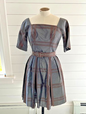 Vintage 1950's Metallic Silver Silk Gown - Full Skirt - Dress - XS / S picture