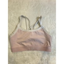 Abercrombie Kids YPB Sports Bra Pink White Strappy Back Activewear Size 11/12 picture