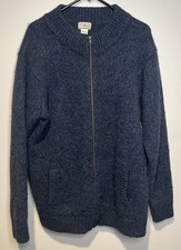 Vintage LL Bean Thick Shetland Wool Sweater Blue Mens XL Tall Chunky Pockets picture
