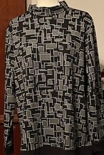Chico’s Blocked Grid Mock-Neck Tunic-Size 3-XL-16/18-Free Shipping picture