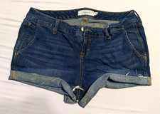 Torrid Size 14W Blue Medium Wash Denim Cut Off Cuffed Shorts 5-Pocket picture