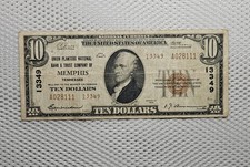 1929 $10 National Currency Banknote MEMPHIS, TN TENNESSEE Type 2 Charter 13349  picture